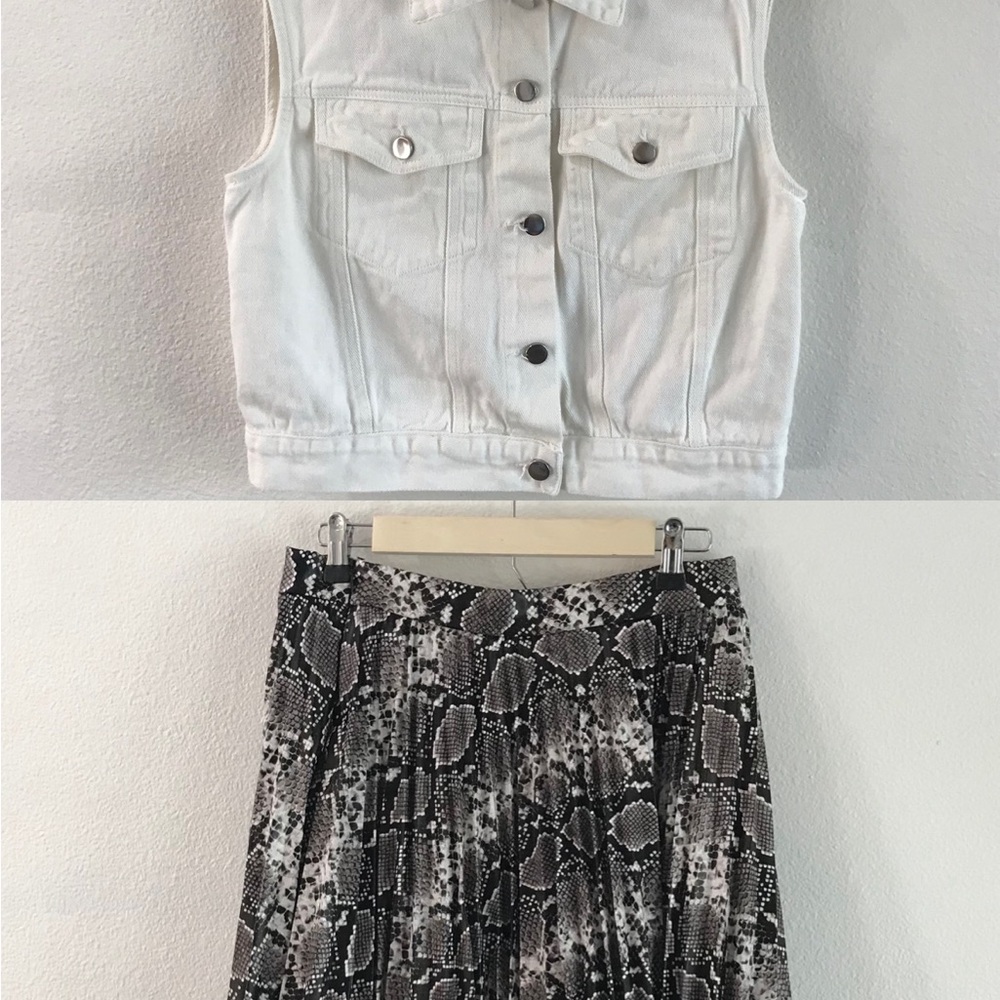 BUNDLE OFFER:elegant snake print skirt by GRACIA and bundled with a jean vest